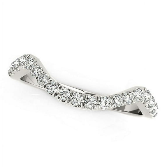 14k White Gold Modern Curved Pave Diamond Wedding Band 1/5 cttw Size 9