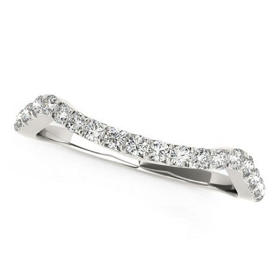 14k White Gold Modern Curvy Design Diamond Wedding Band 1/5 cttw SZ 9