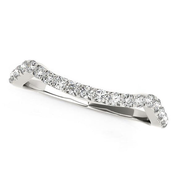 14k White Gold Modern Curvy Diamond Wedding Band 1/5 cttw SZ 5.5