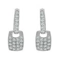 thumbnail image 1 of 14k White Gold, Modern Design Dangling Earring Created CZ Crystals, 1 of 3