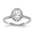 thumbnail image 1 of 14k White Gold Moissanite Oval Halo Engagement Ring Size 5 (3.332 cttw.), 1 of 2