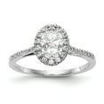 thumbnail image 1 of 14k White Gold Moissanite Oval Halo Engagement Ring Size 7.5 (3.332 cttw.), 1 of 2