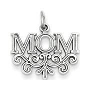 14k White Gold Mom Charm