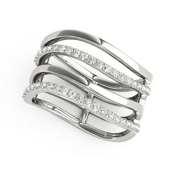 14k White Gold Multiple Band Design Ring Diamonds (3/8 cttw) Size 7