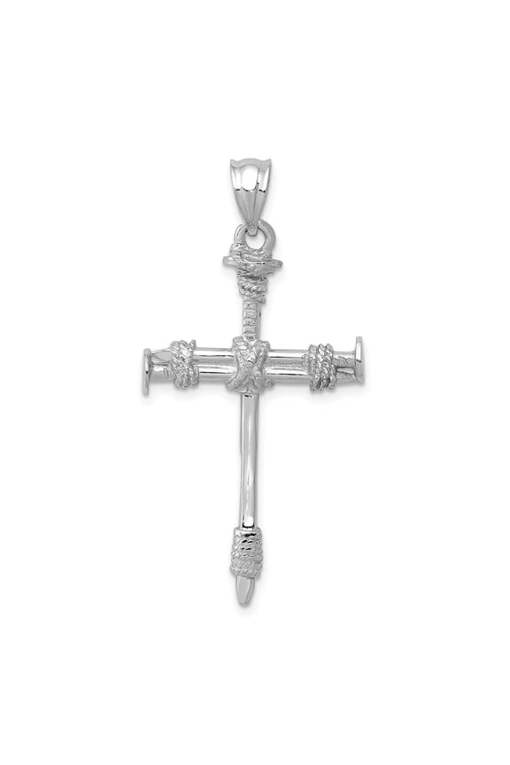 14k White Gold Nail Cross Pendant Charm