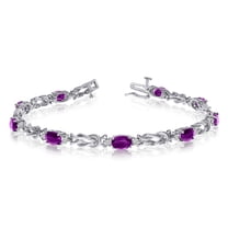 14k White Gold Natural Amethyst And Diamond Tennis Bracelet