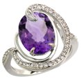 thumbnail image 1 of 14k White Gold Natural Amethyst Ring Oval 12x10mm Diamond Accents, size 5.5, 1 of 4