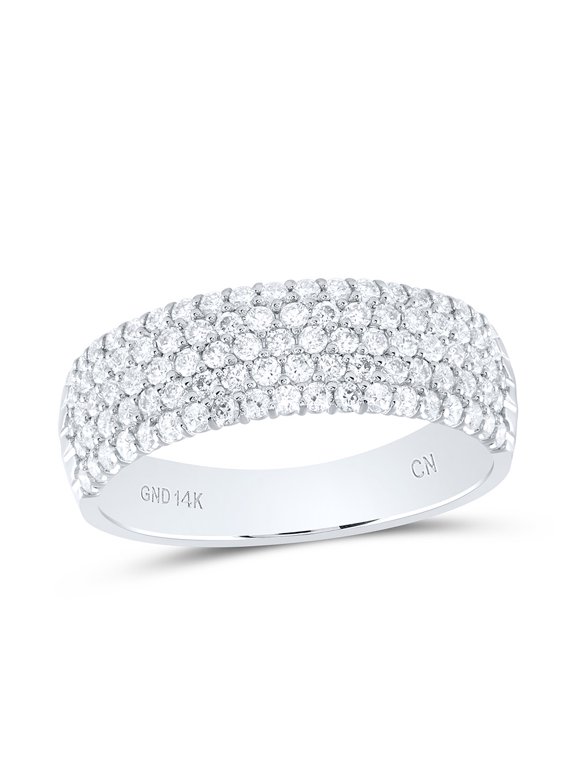 14k White Gold Natural Diamond Five Raw Diamond Wedding Band Ring 3/4Cttw