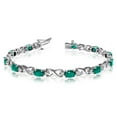 thumbnail image 1 of 14k White Gold Natural Emerald And Diamond Tennis Bracelet, 1 of 3