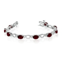 14k White Gold Natural Garnet And Diamond Tennis Bracelet