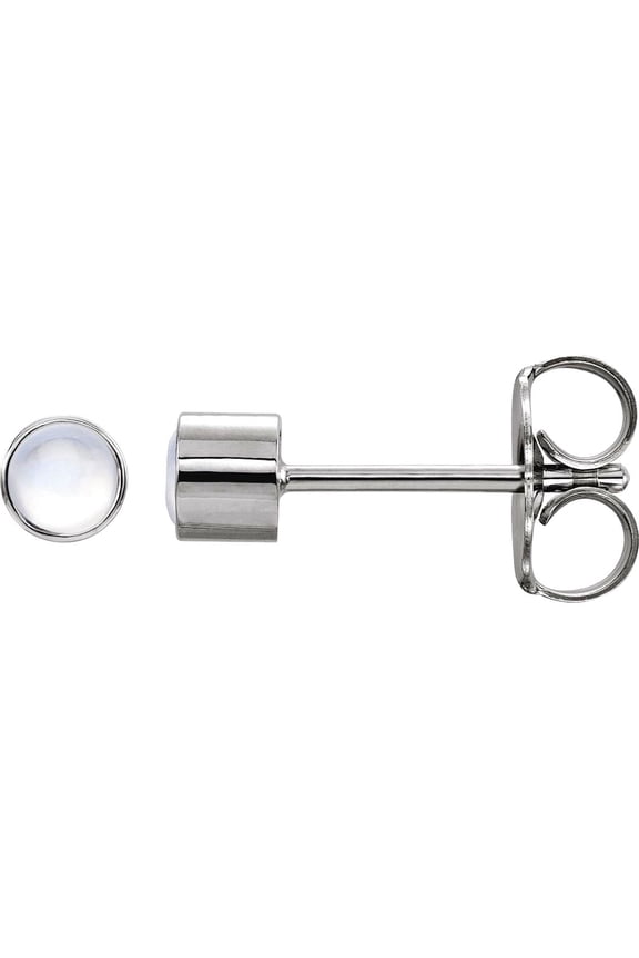 14k White Gold Natural Rainbow Celestial Moonstone Round 3mm Friction Back Polished Bezel-set Earring Stud Earring for W