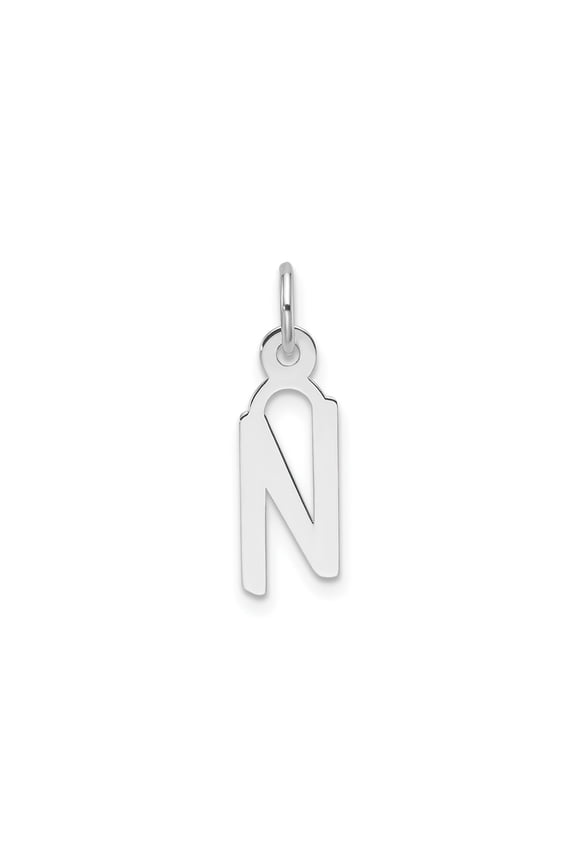 14k White Gold Nazarene Pendant with Arabic Nun Symbol, Polished Unisex Religious Charm for Christian Faith, Spiritual Jewelry for Men and Women