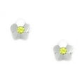 thumbnail image 1 of 14k White Gold November Yellow 2x2mm CZ Flower Screw-Back Earrings - Measures 6x6mm, 1 of 2