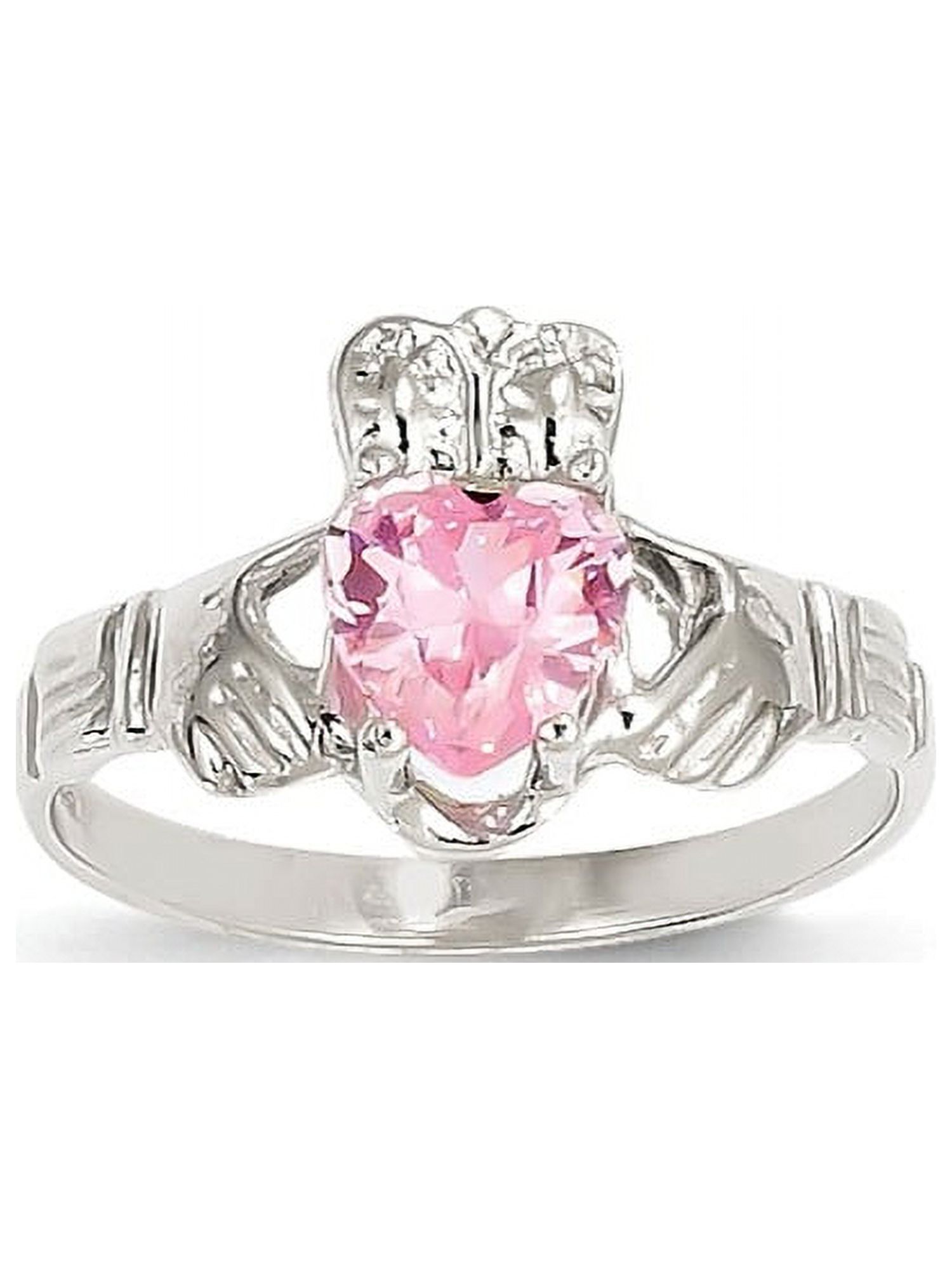 October Birth Rings 14k White Gold October Birthstone Claddagh Ring - Walmart.com