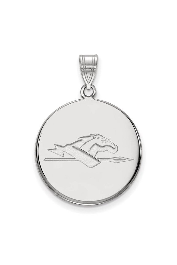 14k White Gold Official Licensed Collegiate Longwood University (LU) Large Disc Pendant