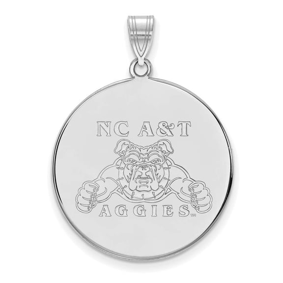 14k White Gold Official Licensed Collegiate North Carolina A&T State University (N.C. A&L) XL Disc Pendant