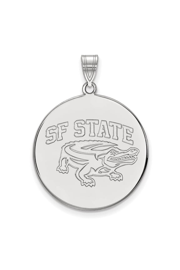 14k White Gold Official Licensed Collegiate San Francisco State University (SFSU) XL Disc Pendant