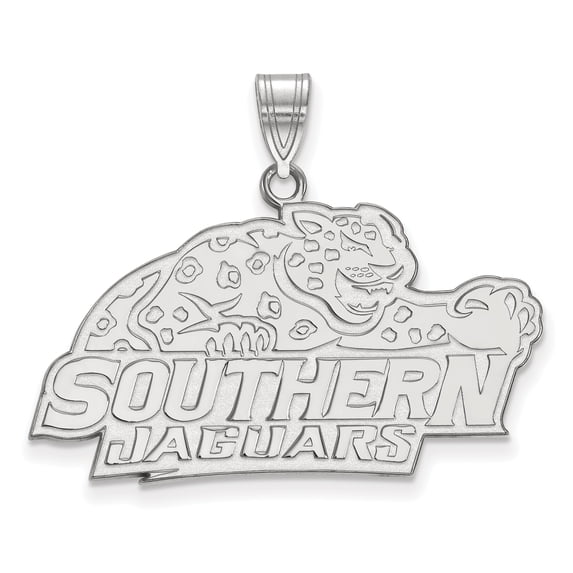 14k White Gold Official Licensed Collegiate Southern University (SU) Large Pendant