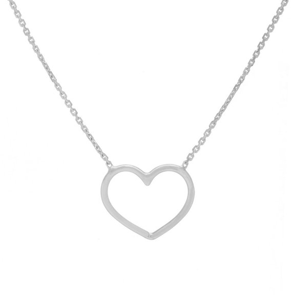 14k White Gold Open Heart Adjustable Necklace Lobster Claw Closure - 1.8 Grams - 18 Inch