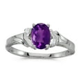 thumbnail image 1 of 14k White Gold Oval Amethyst And Diamond Ring, 1 of 2