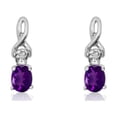 thumbnail image 1 of 14k White Gold Oval Amethyst and Diamond Earrings, 1 of 1