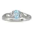 thumbnail image 1 of 14k White Gold Oval Aquamarine And Diamond Ring, 1 of 2
