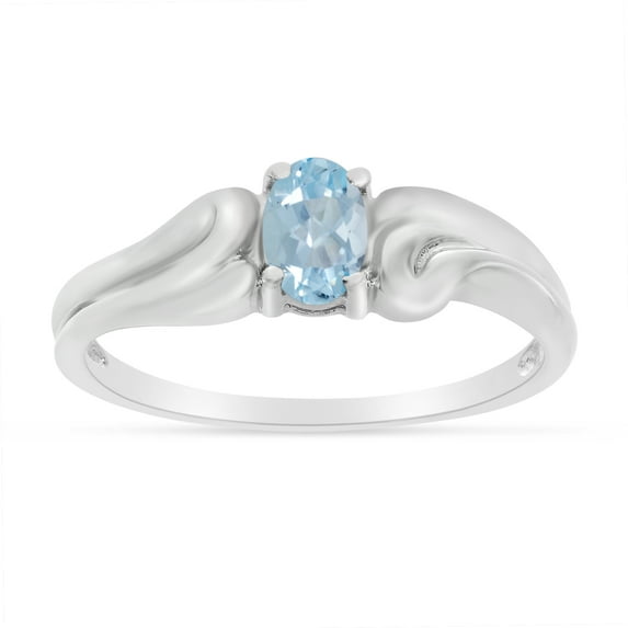 14k White Gold Oval Aquamarine Ring