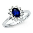 thumbnail image 1 of 14k White Gold Oval CZ Halo Engagement Ring Anniversary Flower CZ Ring Bridal Solitaire Band Size 9, 1 of 1