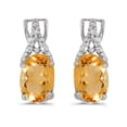 thumbnail image 1 of 14k White Gold Oval Citrine And Diamond Earrings, 1 of 1