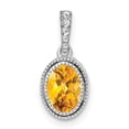 thumbnail image 1 of 14k White Gold Oval Citrine Pendant Necklace with Diamond Accents for Women, November Birthstone Fine Jewelry, Elegant Symbolic Style for Daily Wear, 1 of 6