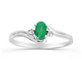 thumbnail image 1 of 14k White Gold Oval Emerald And Diamond Ring, 1 of 8