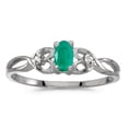 thumbnail image 1 of 14k White Gold Oval Emerald And Diamond Ring, 1 of 1