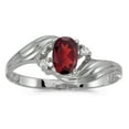 thumbnail image 1 of 14k White Gold Oval Garnet And Diamond Ring, 1 of 2