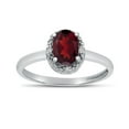 thumbnail image 1 of 14k White Gold Oval Garnet And Diamond Ring, 1 of 6