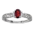 thumbnail image 1 of 14k White Gold Oval Garnet And Diamond Ring, 1 of 1
