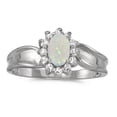 thumbnail image 1 of 14k White Gold Oval Opal And Diamond Ring, 1 of 1