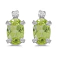 thumbnail image 1 of 14k White Gold Oval Peridot And Diamond Earrings, 1 of 1