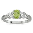 thumbnail image 1 of 14k White Gold Oval Peridot And Diamond Ring, 1 of 1