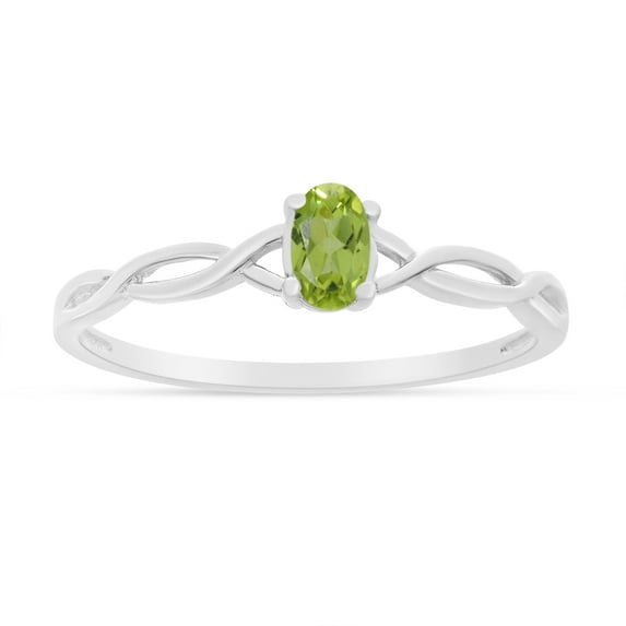 14k White Gold Oval Peridot Ring
