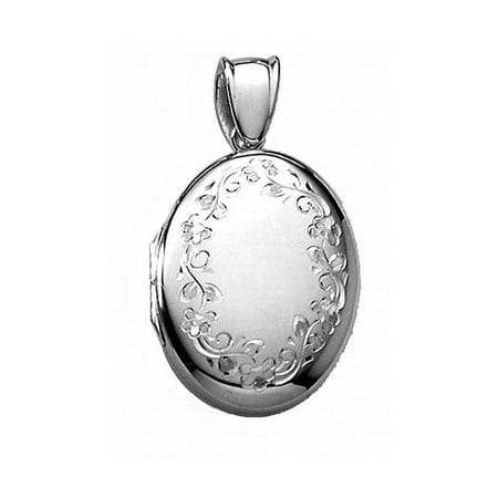 14k White Gold Oval Premium Weight Locket - Under 5/8 Inch X over 3/4 Inch Tall