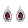 thumbnail image 1 of 14k White Gold Oval Rhodolite Garnet And Diamond Earrings, 1 of 1