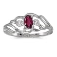 thumbnail image 1 of 14k White Gold Oval Rhodolite Garnet And Diamond Ring, 1 of 2