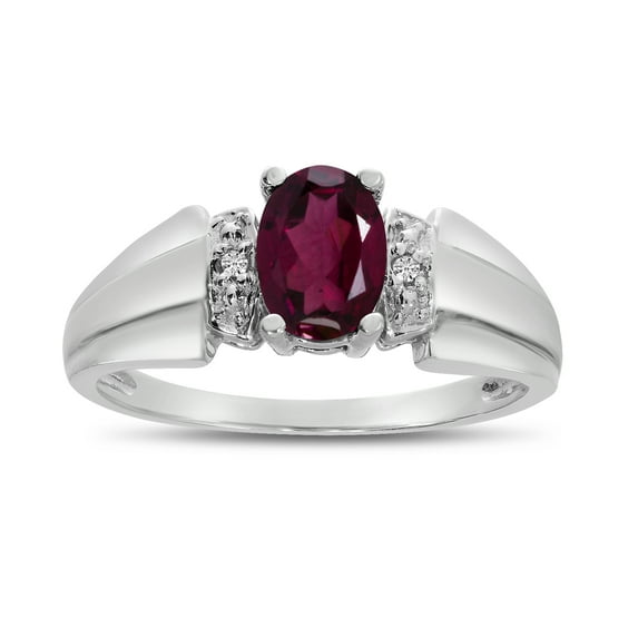 14k White Gold Oval Rhodolite Garnet And Diamond Ring