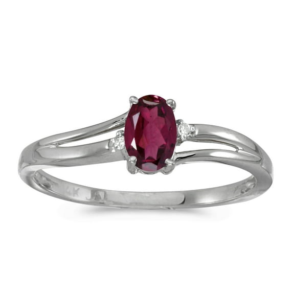 14k White Gold Oval Rhodolite Garnet And Diamond Ring