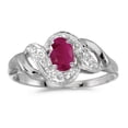 thumbnail image 1 of 14k White Gold Oval Ruby And Diamond Swirl Ring, 1 of 1