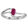 thumbnail image 1 of 14k White Gold Oval Ruby And Diamond Wave Ring, 1 of 1