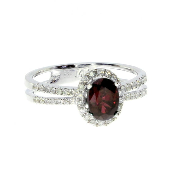 14k White Gold Oval Ruby and Diamond Ring