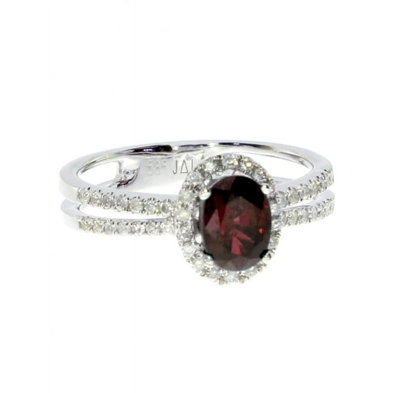 14k White Gold Oval Ruby and Diamond Ring