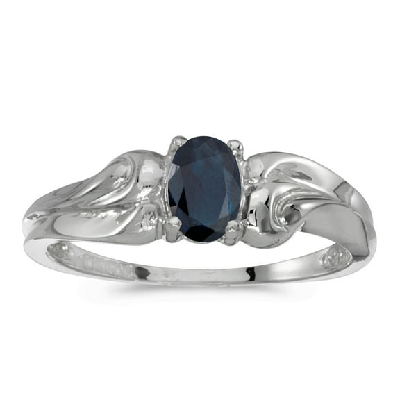 14k White Gold Oval Sapphire Ring