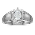 thumbnail image 1 of 14k White Gold Oval White Topaz And Diamond Ring, 1 of 2